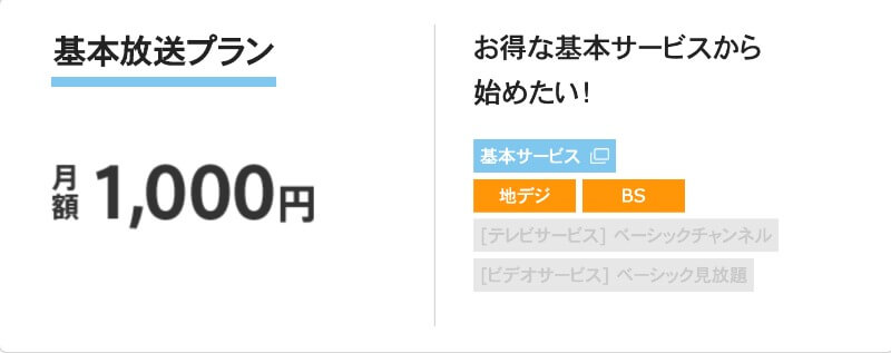 ひかりTVNURO基本プラン表